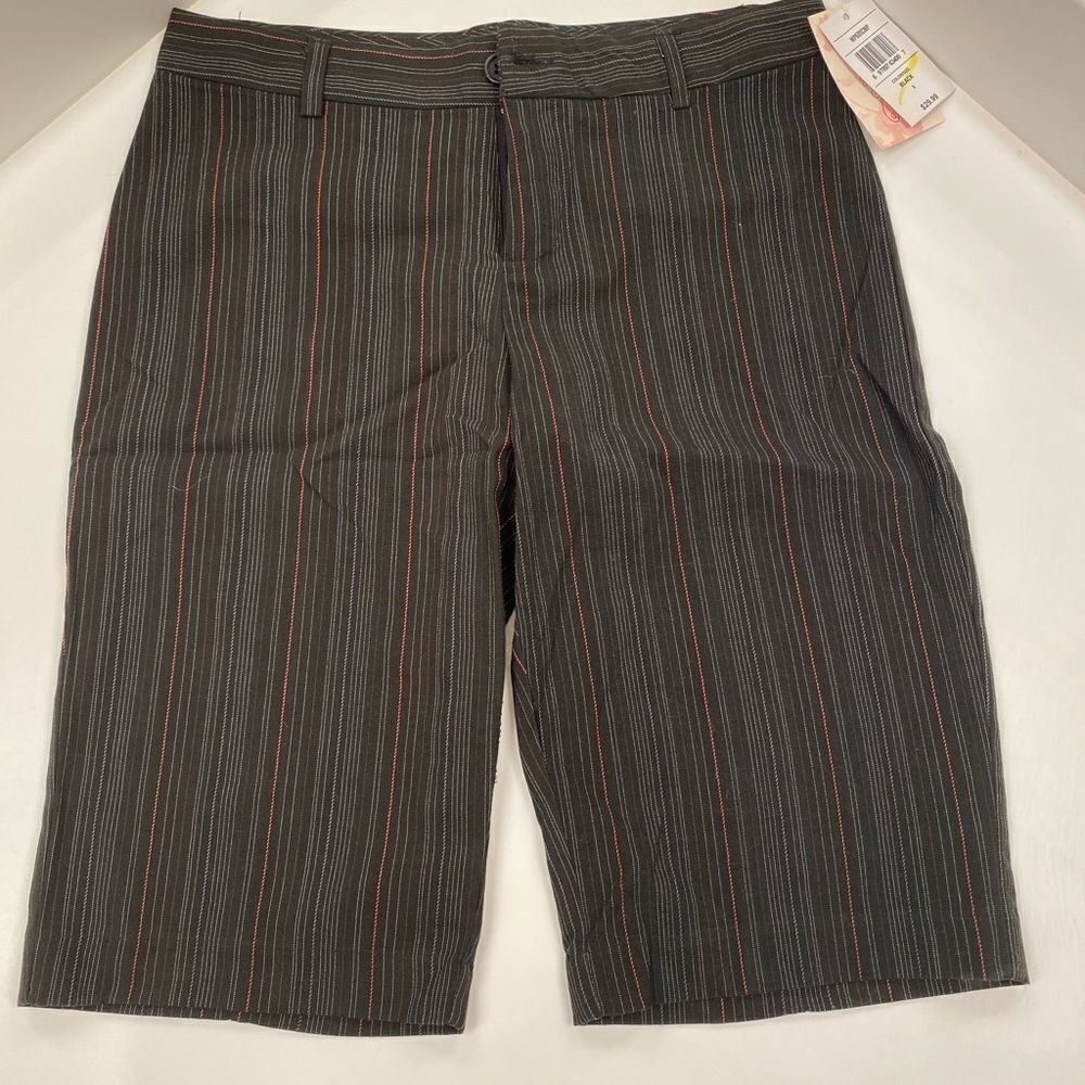 Outlooks Pinstripe Black & Red Dress Shorts